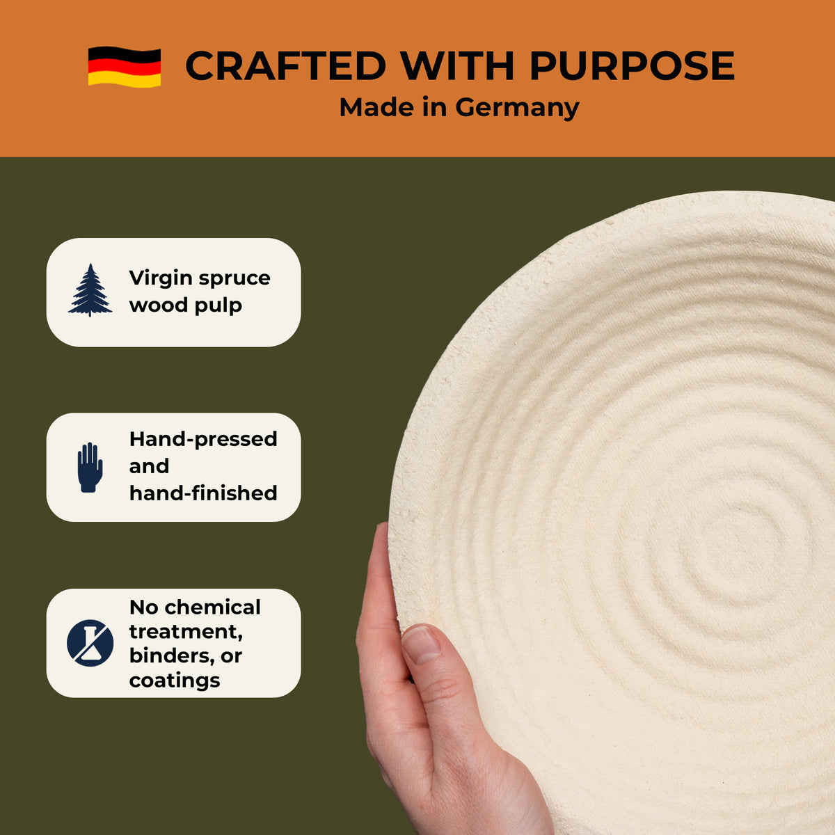 Spruce Wood Pulp Large Round 9" Groove 1kg Banneton
