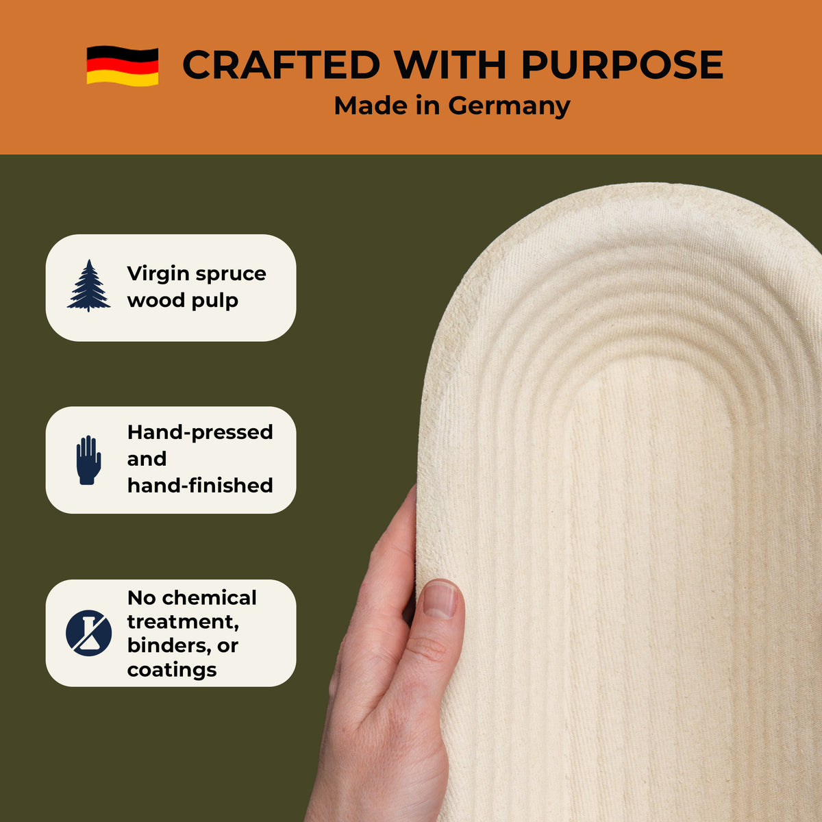 Spruce Wood Pulp Medium-sized Oval Groove 750g Banneton
