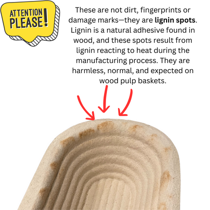Bulka wood pulp basket with lignin spots